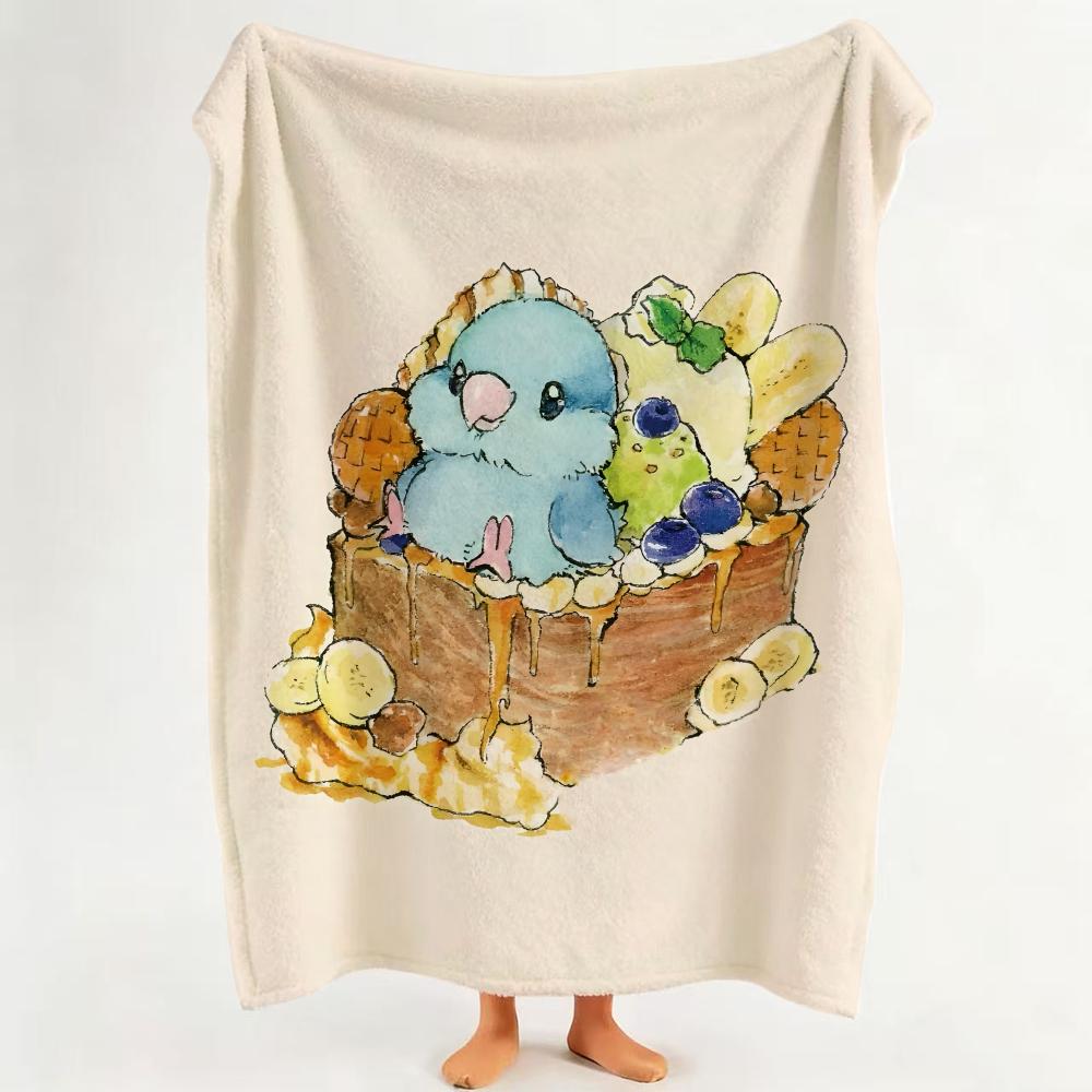 illust Y Yutoriya Throw Flannel Throw Blanket Suitable for Sofa Living Room Bedroom