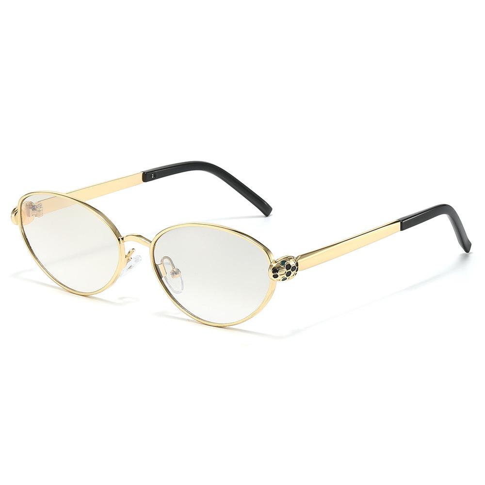 New retro fashion European and American high-end sunglasses, men's and women's spirit snake head cat eye light luxury metal sunglasses