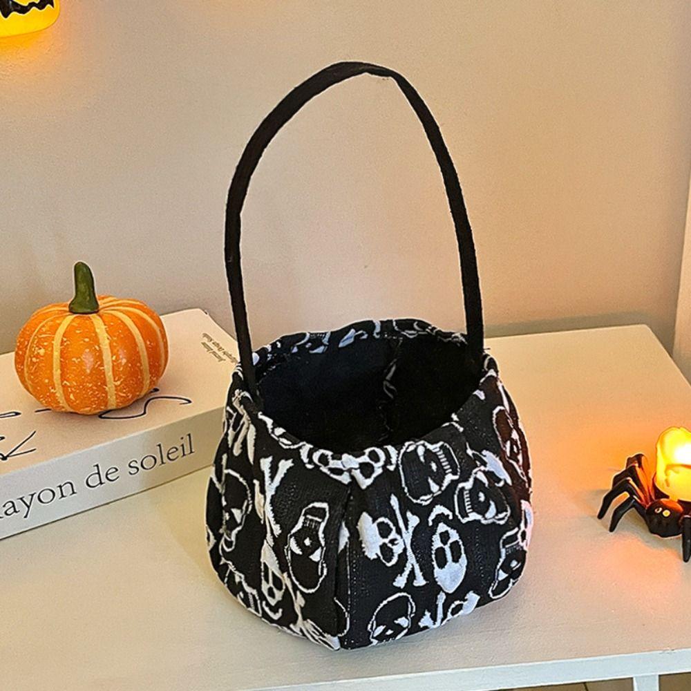 Trick or Treat Pumpkin Candy Bucket Cloth Stuffed Cotton Tote Bags Halloween Candy Bag  Party
