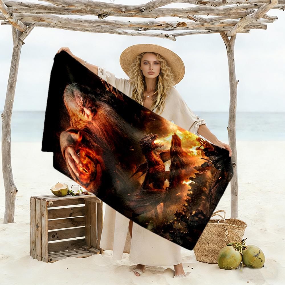 Lord Rings Beach Towel Super Soft Absorbent Comfortable Lightweight Perfect for Traveling Yoga Camping and Swimming