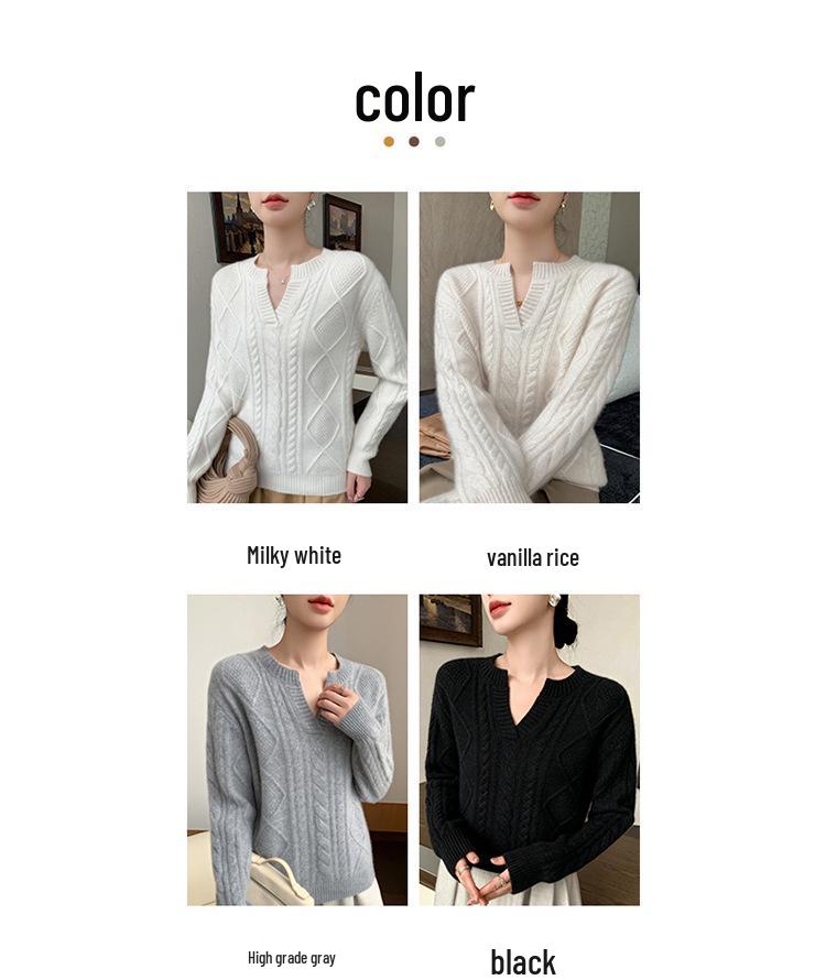 Women's V-Neck Cable Knit Cashmere Sweater - Soft, Thick, and Stylish 2026.