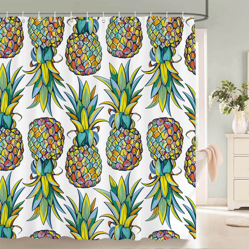 Green Plant Leaves Printed Shower Curtain Waterproof Polyester Curtain With Hook Decoration Bathroom Curtain 3D Shower Curtains
