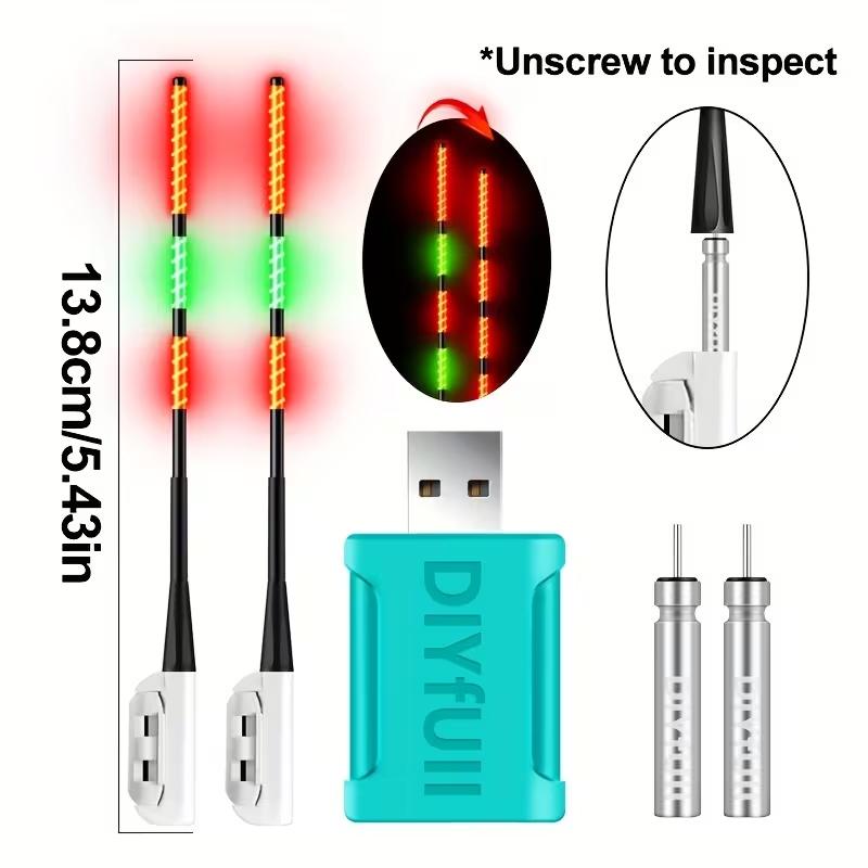 5 шт. Светящийся кончик удочки, перезаряжаемая батарея, зарядное устройство, красный свет для поклевки на приманку, высокая видимость, сигнализатор поклевки.