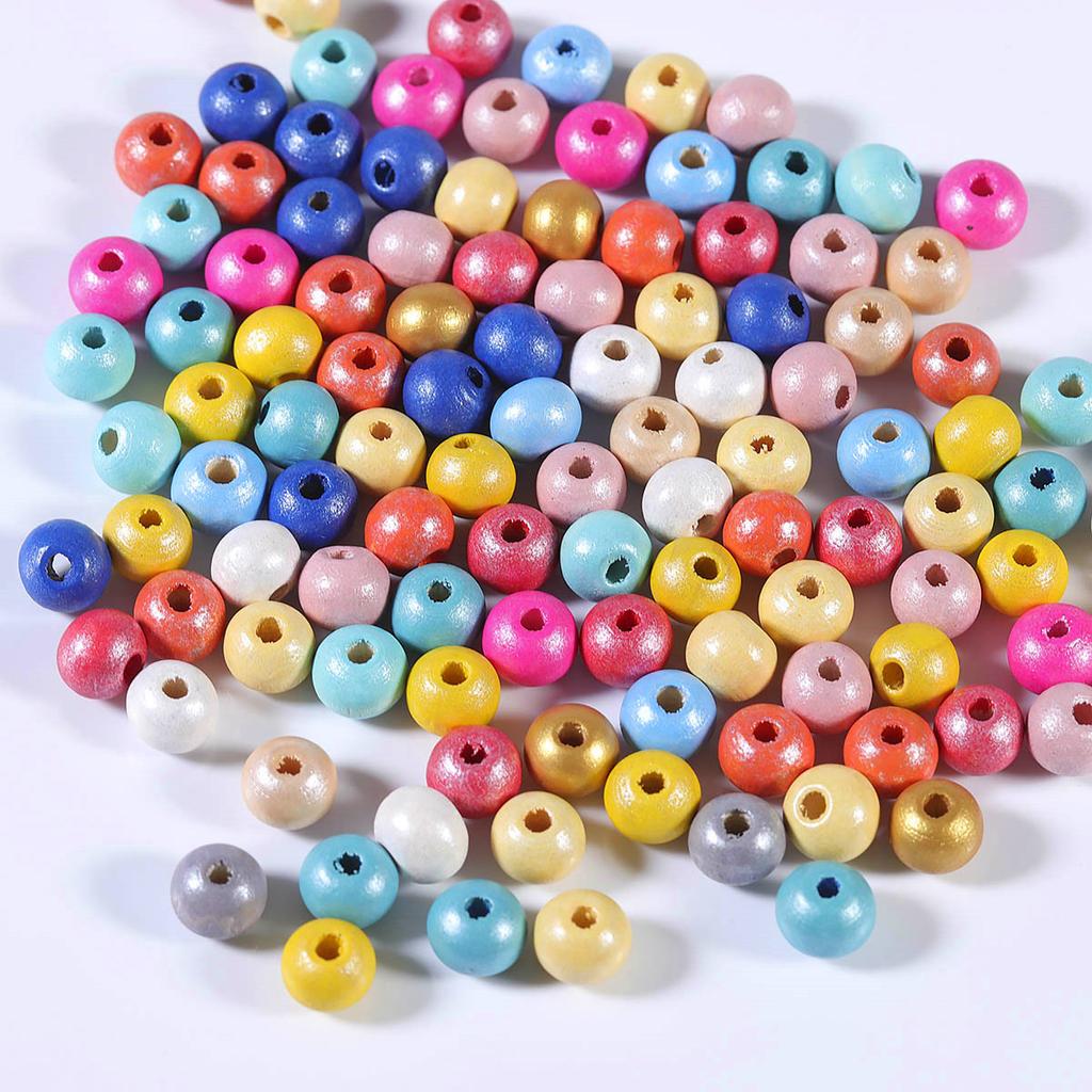 100pcs/Lot 6 8MM Natural Round Wood Beads Multicolor Polished Wooden Bead for Jewelry Making DIY Necklace Bracelet Accessories