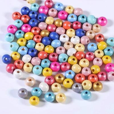 100pcs/Lot 6 8MM Natural Round Wood Beads Multicolor Polished Wooden Bead for Jewelry Making DIY Necklace Bracelet Accessories
