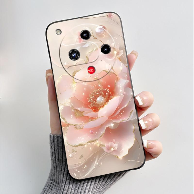 Coque Motif Imprimé Pour ZTE Nubia Focus 2 5G Coque Arrière Silicone Souple Noire Coque Mignonne Fleur Cartoon