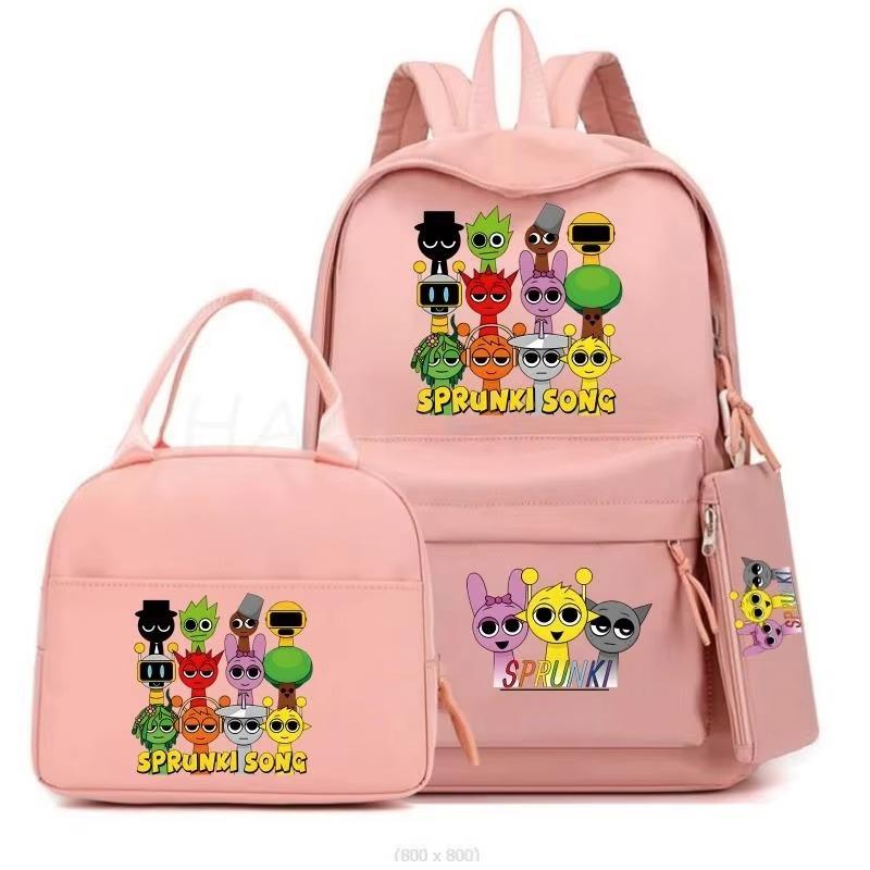 Cartoon Peripheral Printing Fashion Children'S Schoolbag Three-Piece Meal Bag Casual Pencil Bag