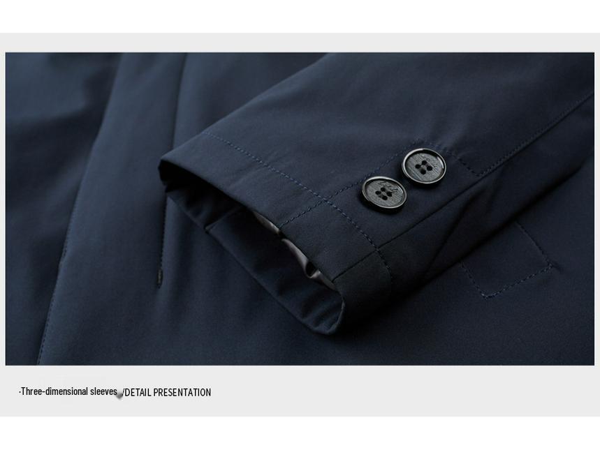 Men's Duck Down Lapel Jacket: Business Casual Warm Coat for Middle-Aged & Elderly