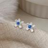 Versatile Blue Diamond Flower Stud Earrings for Women - Fresh, Trendy, Light Luxury