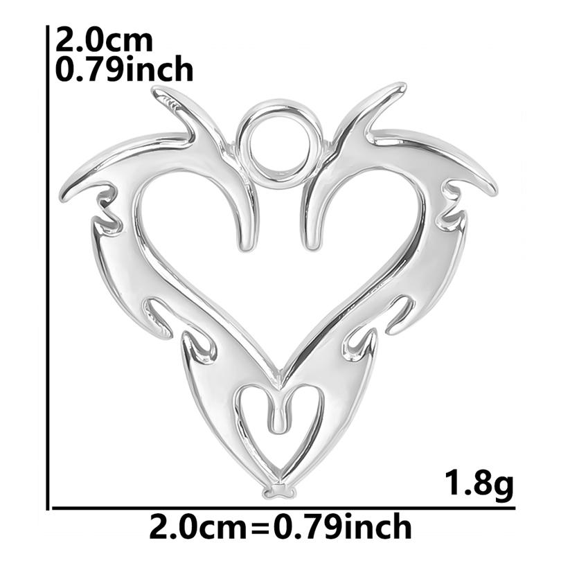 High Quality 6pcs Silver Color Heart Charm Stainless Steel Charms For Jewelry Making Pendnat Breloque Acier Inoxydable Materials