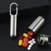 Stainless Steel Pill Case Keychain Container Portable Waterproof Medicine Storage Box with Carabiner Clip for Outdoor Travel