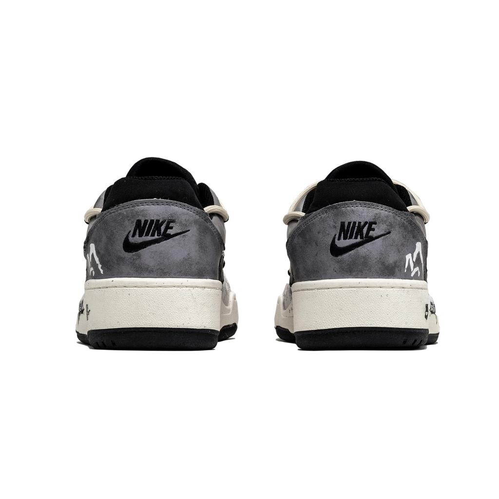 Nike Full Force Leder Abriebfest Abriebfest Niedrig geschnittene Skateboard-Schuhe Herren Grau Weiß FB1362-101(Team901-)