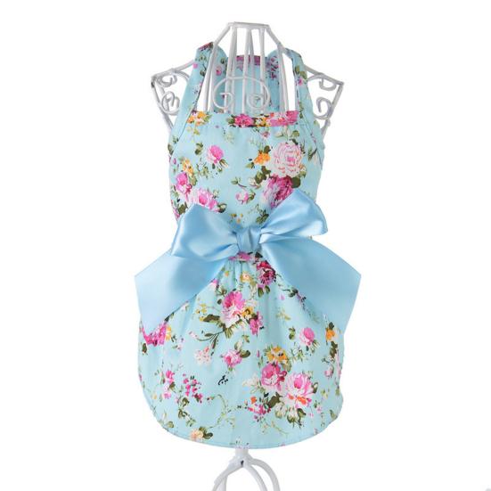 Pet Clothes - Flower Print Cotton Cute Pet Dress Cat Dog Costume Outfit Clothes