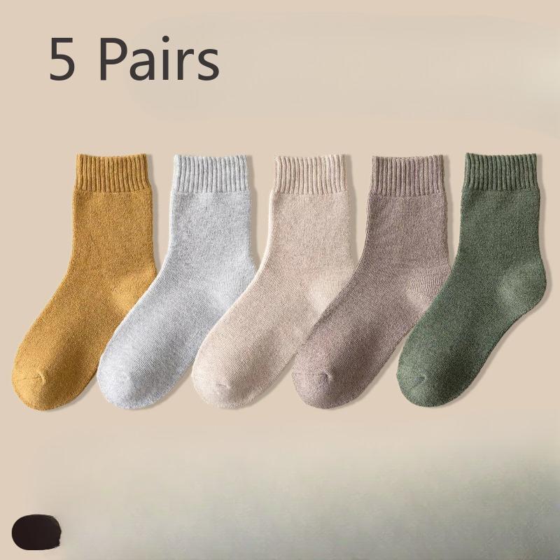 5 Paar Herren Winter Fleece und Verdickte Warme Frotteesocken und Winter Boden Schlaufensocken