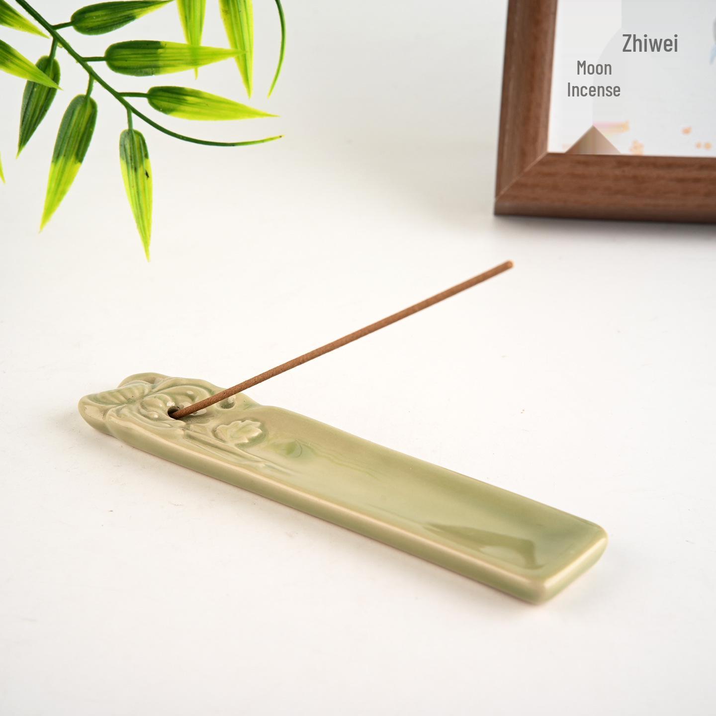 10.5cm Ceramic Incense Holder - Plum, Orchid, Bamboo, Chrysanthemum Design - Minimalist Style Burner for Incense Sticks