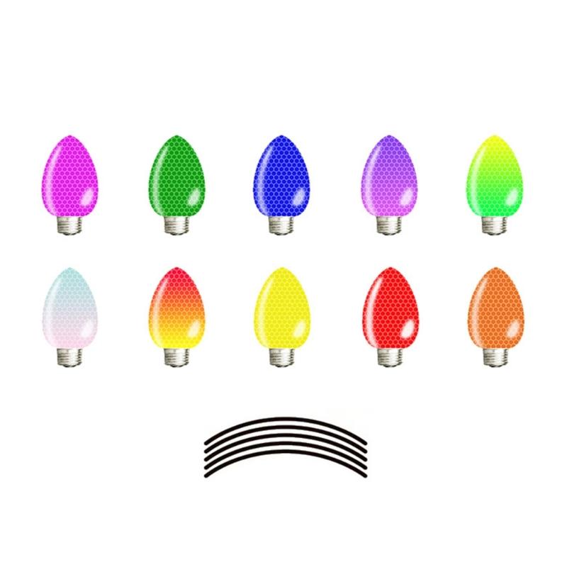 Christmas Reflective Car Magnets Set Snowman Santa Magnets Decoration Bulb Light Magnets Stickers for Home Refrigerator Door