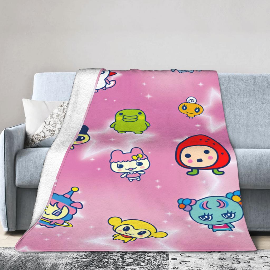 Mimitchi Tamagotchi Flannel Blanket Winter Soft Warm Throw Blanket for Girls Boys Couch Chair Funny Bedspread Sofa Bed Cover