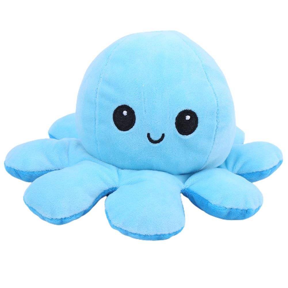 Octopus Plush Doll Reversible Stuffed DoubleSided Flip Animal Lovely Baby Toys(GreenBlack 20 x 10cm)