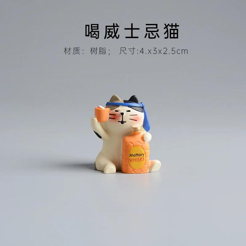 Creative Cat Statue Japanese Handmade Craft Modern Art Model Cute Mini Toy For Kids Kawaii Miniature Dollhouse Accessories Gift