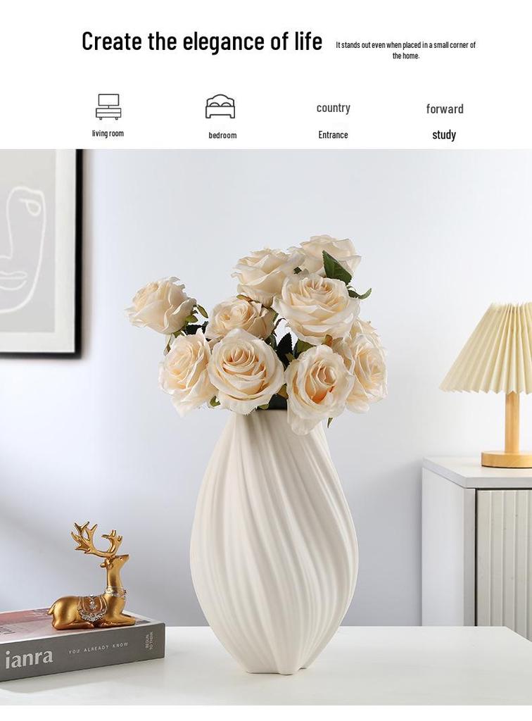 Modern Round Ceramic Vase - Creative Living Room Ornament for Dried Flowers