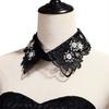 Fashionable Embroidery Floral Beaded Lace Fake Collar for Women Lapel Ruffled Organza Removable Collar Dress Accessory