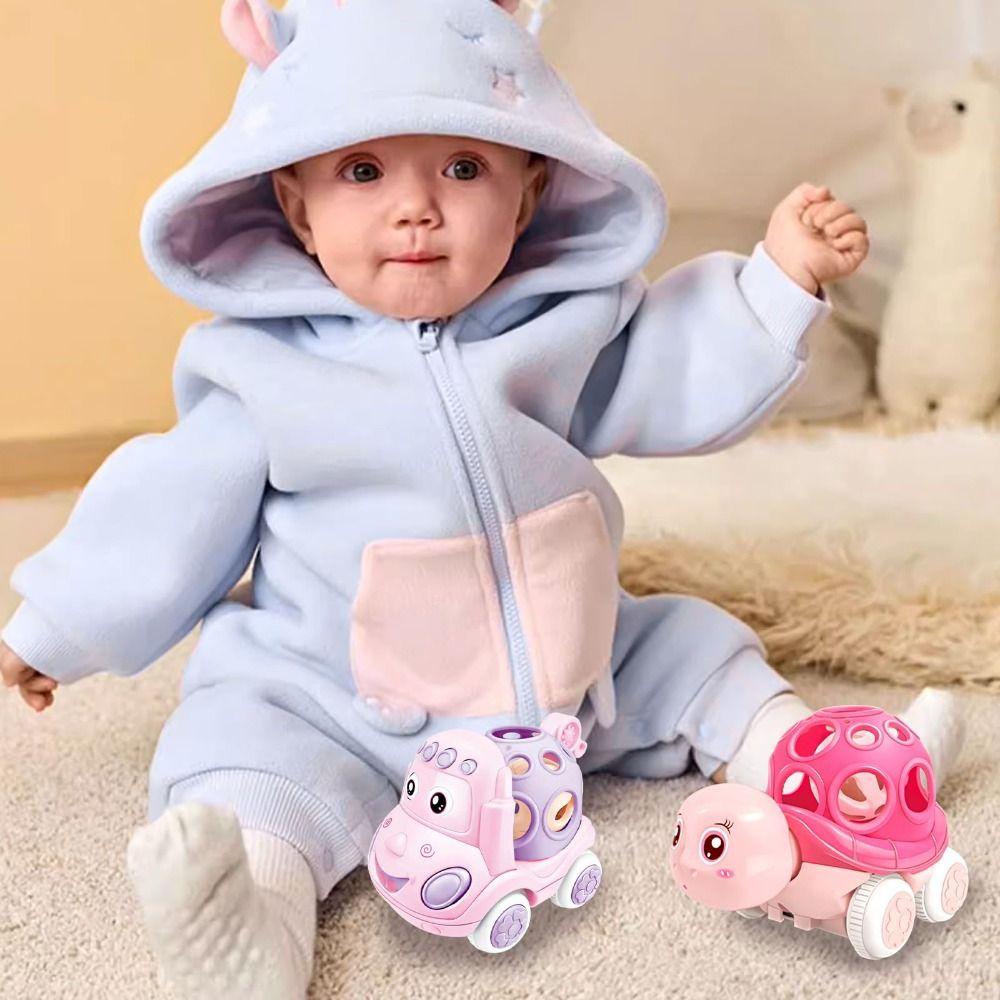 Press and Go Baby Car Toy Friction Powered Crawling Toy Inertia Pull Back Car for 1-3 Years Old