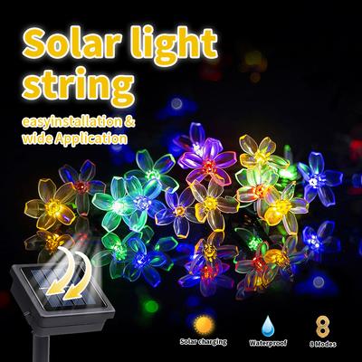 Solar String Flower/bee Lights Outdoor Waterproof 5m/7m/ Fairy Light For Garden Fence Patio Yard Christmas Tree Decor