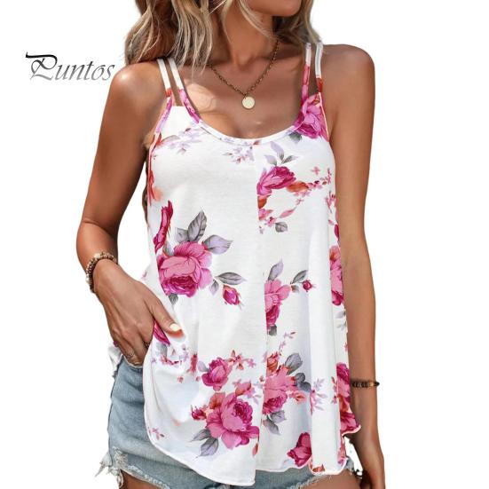 

Женские повседневные топы на бретельках с U-образным вырезом без рукавов с цветочным принтом, летние топы со свободным подолом, вечерние пляжные жилеты, уличная одежда 3XL красный