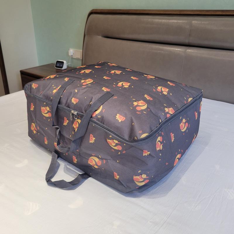 Foldable Quilt Organizer Storage Bag with Zipper Closet Clothes Luggage Moisture-Proof  Bag New Brown Leaf Squirrel Pattern Cotton Quilt Storage Bag