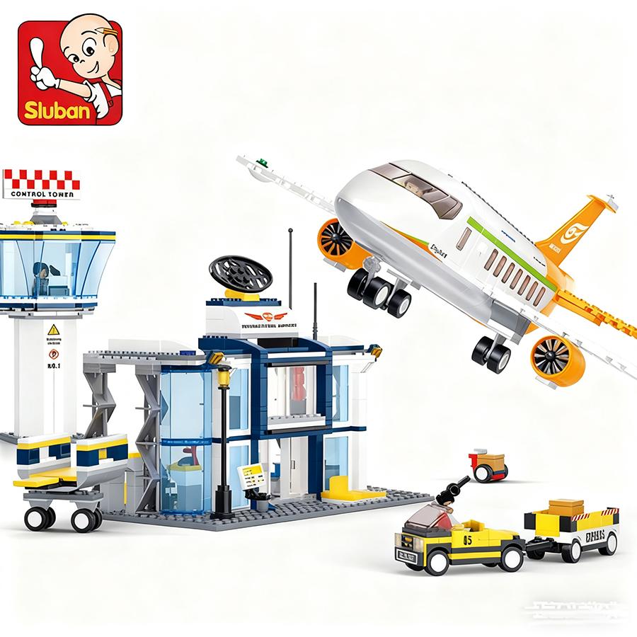 Superior-Grade 678Pcs Superior-Grade Sluban Superior-Grade 0367 Space-Aviation International Urban-District First-Class Plane High-Standard Airport