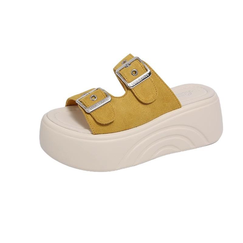 Premium Thick-soled Slippers Women's New Summer 2025 Outer Wear Small Height-increasing Cool Slippers Seaside Beach Slippers