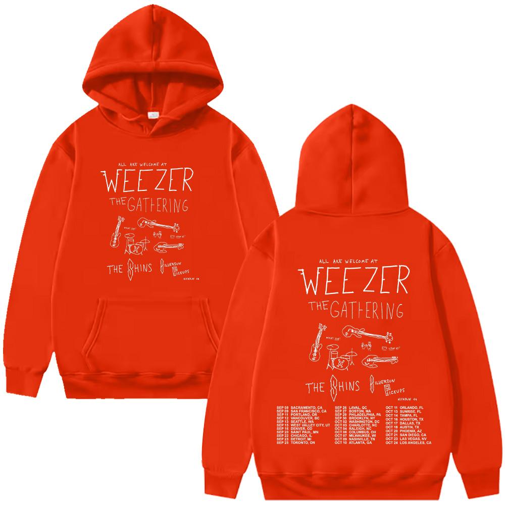 Weezer Band Tour 2026 Hooide Moda Uomo Donna Hip Hop Felpe con Cappuccio alla Moda Manica Lunga Abbigliamento Oversize Casual Felpa con Cappuccio