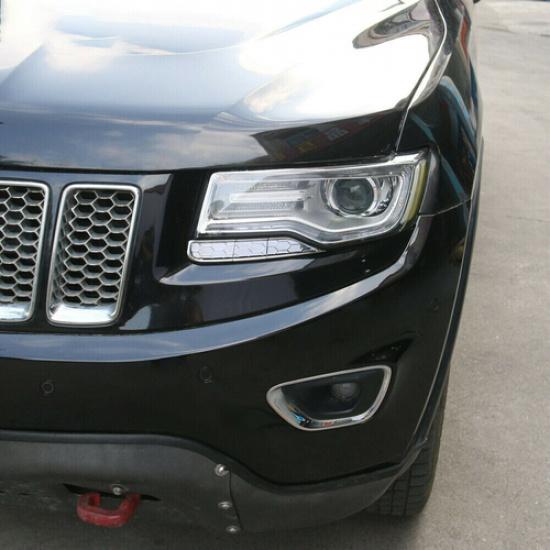 Chrome ABS Headlight Cleaning Trim Cover Decor for Jeep Grand Cherokee 2014-2016