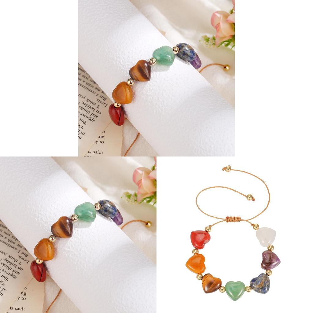 Geometrisches Natursteinarmband mit Herzdesign Handgefertigt Für Sommer 2026 Modeaccessoire Für Damen