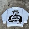 BeatStreet Vintage Knit Sweaters Winter Oversized Unisex Y2k Harajuku Oversized Pullovers Portrait Graphic Chic Aesthetics Streetwear