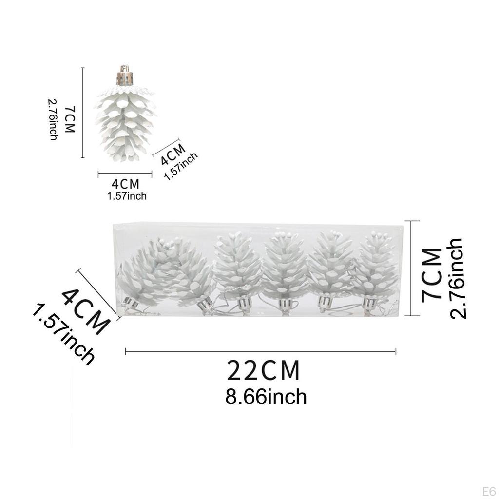 6 Stykker Kunstige Kongler Juletrepynt Høytidsdekorativ Juleanheng for