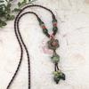 New Forest handmade ceramic necklace, women's retro versatile sweater chain simple long accessories pendant