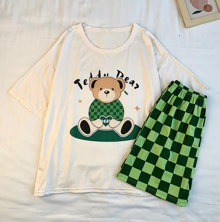 

Женский Девочки Мультяшный Летний Пижамный Комплект Утка Собака Короткий Рукав Шорты Повседневная Домашняя Одежда 2 Шт L