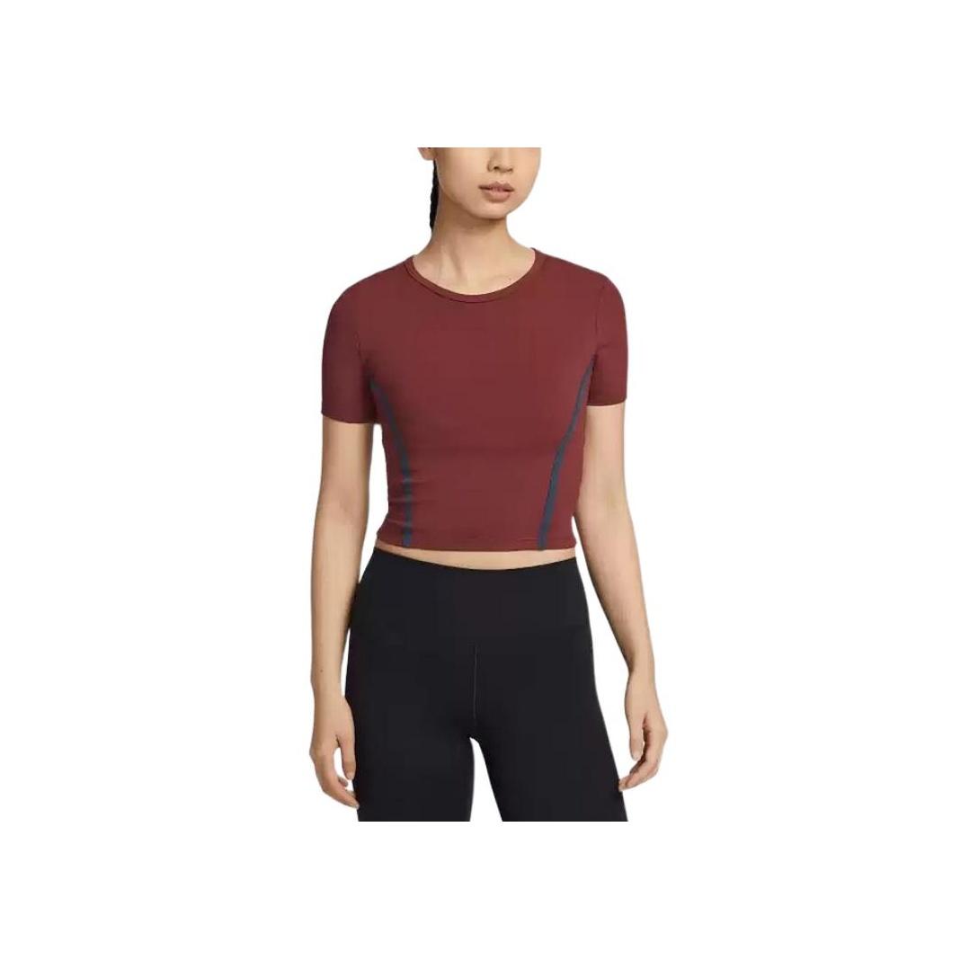 

Nike Dri-Fit Fashion Comfortable Versatile Short Yoga Tight Quick-Dry Short Sleeve T-Shirt Women Tops Red HQ4999-619 L