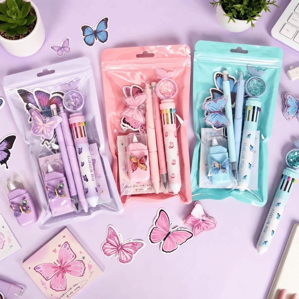 Complete Stationery Stationery Kit Dreamy Butterfly Theme Ballpoint Pen Gel Pen  School Supplies