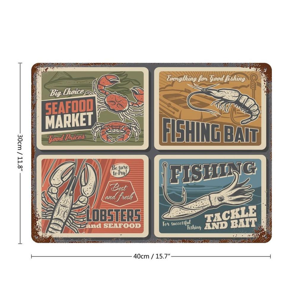 1-Pack Shabby Wall Hanging Metal Sign, 20×30cm and 30×40cm, Distressed Decor for Bar Counter, Kitchen or Hallway