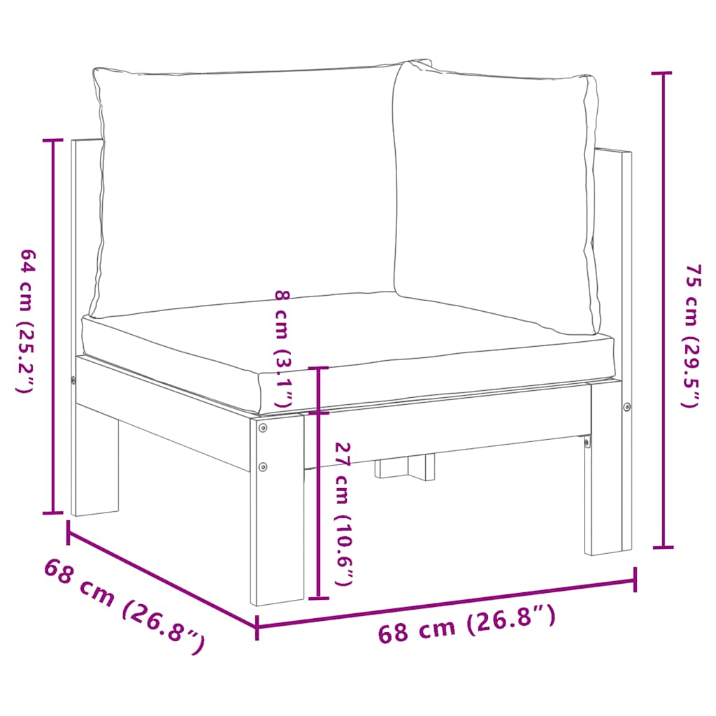 Garden Corner Sofa with Cushions Solid Acacia Wood