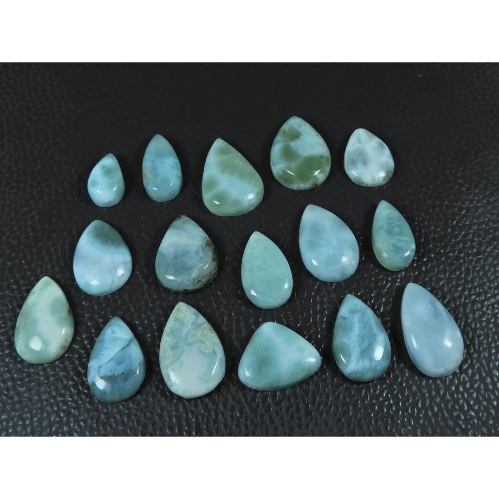 09X14-15X22MM Natural Larimar Pectolite Pear Cabochon Gemstone 16 Pcs Lot C-4008