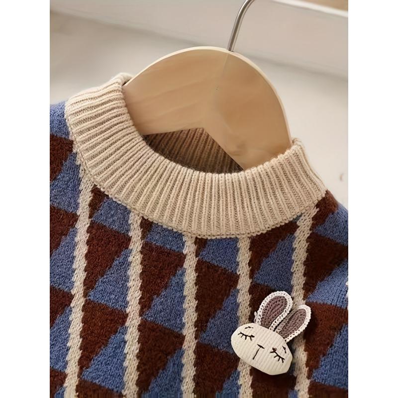 Girls' Sweater Set Autumn/Winter New Fashion Long Sleeve Pullover Knit Warm Two-Piece Outfit, Perfect for Outdoor