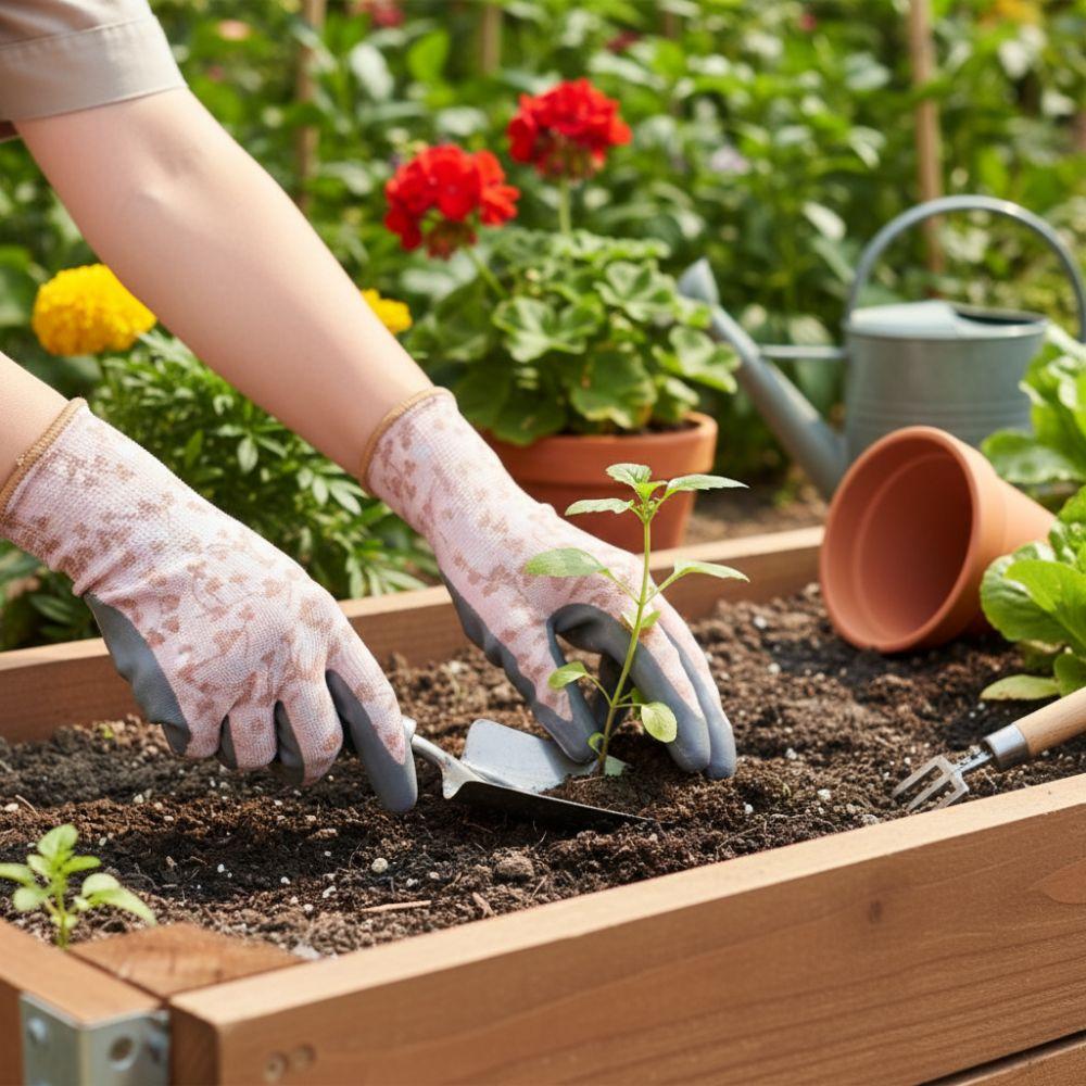 Floral Pattern Work Gloves Breathable Protective Mittens Labor Protection Gloves  Rose Planting
