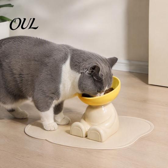 Comfortable Dining Position for Cats Elevated Tilted Cat Bowl, Raised Food Detachable Stable Feeding Station Splashproof Feeder with Non-slip