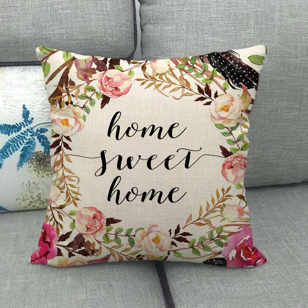 45cm*45cm  Home Sweet Home Throw Cushion Cover Linen/cotton Sofa  Pillow Cover Decorative Pillow Case