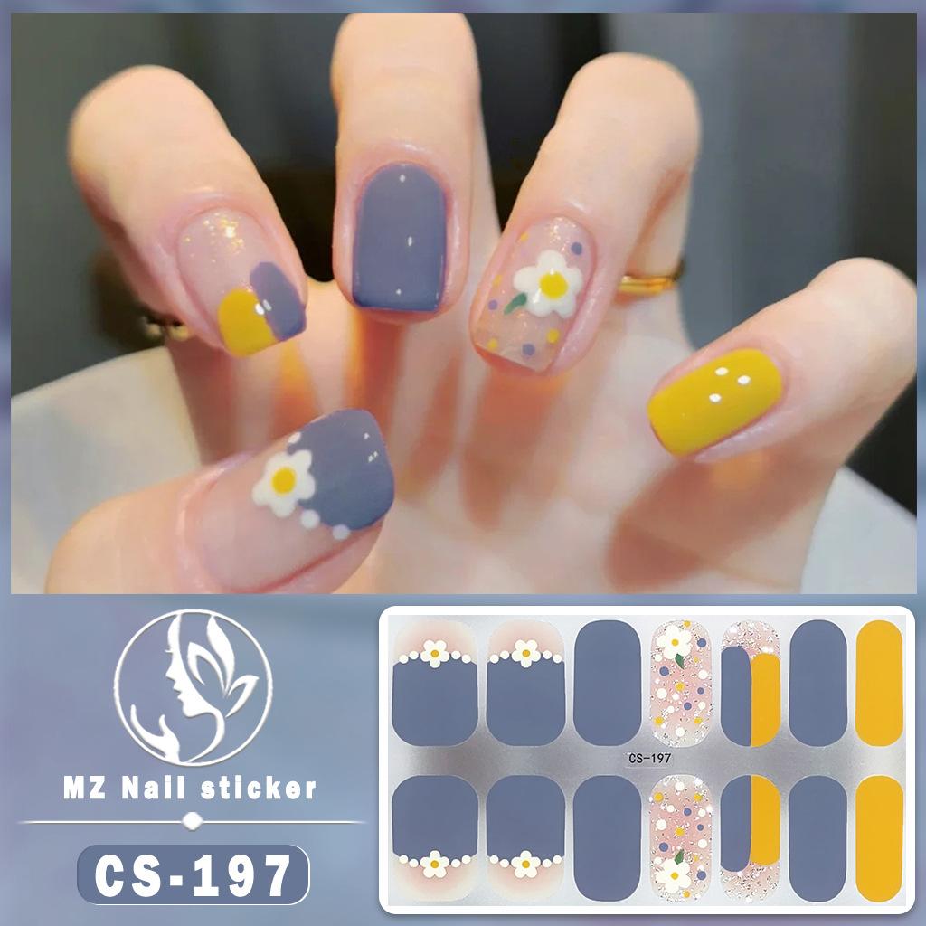 CS Waterproof No-Cure Gel Nail Wraps, Full Cover Japanese & Korean Style Heart Pattern Nail Stickers, Nail Patch Films