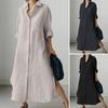 Robe longue décontractée à manches longues pour femmes, ourlet fendu irrégulier, couleur unie, revers ample, simple boutonnage, robe chemise Maxi décontractée