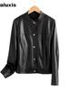 Haining Leather Jacket Short Style Autumn New Loose Casual Fashion Crew Neck Biker Jacket Motorcycle Coat Petite Size